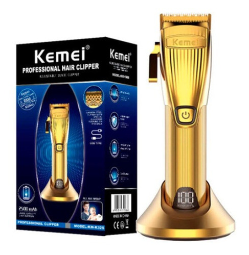 Cortapelos Kemei K32s Gold con base de carga