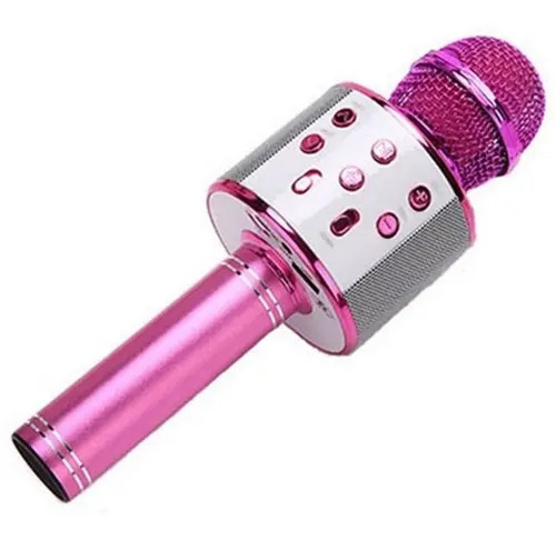 Microfone Musical Infantil Karaokê Mágico 4 Cores Bluetooth Cor Rosa