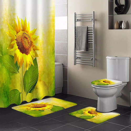 Xyl Juego De 4 Cortinas De Ducha Antideslizantes Con Forma.