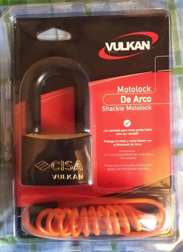 Imagen 3 de 6 de Candado Para Moto Cisa Vulkan De Arco 3 Llaves Seguridad M6
