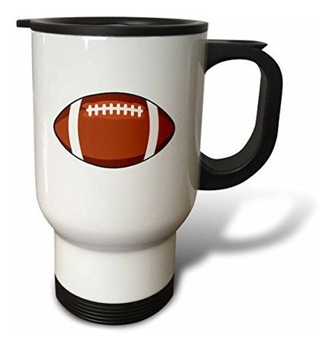 Vaso - 3drose Print Of A Football Travel Mug, 14 Oz, White