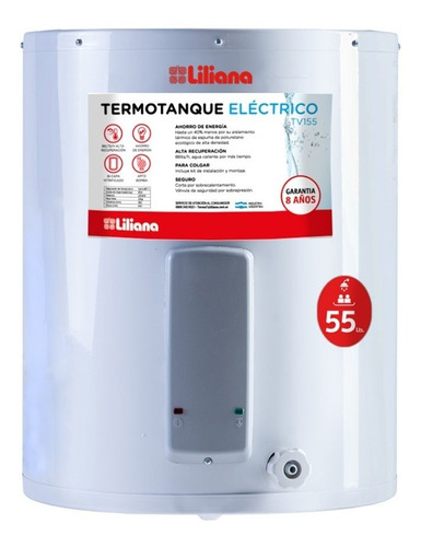 Termotanque Electrico 55lts Liliana Tv155 Para Colgar