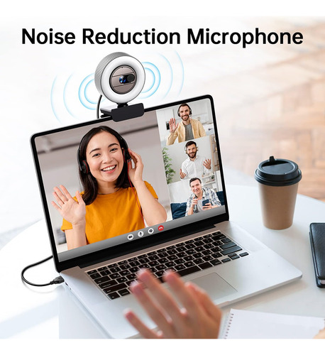 Camara Web Gusgu 2k Con Microfono Y Anillo De Luz Con Usb