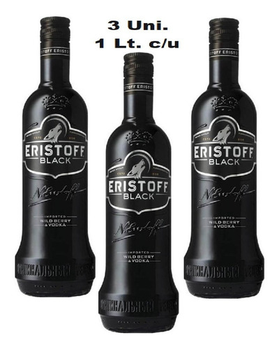 Vodka Eristoff Black 1 Litro 3 Unidades