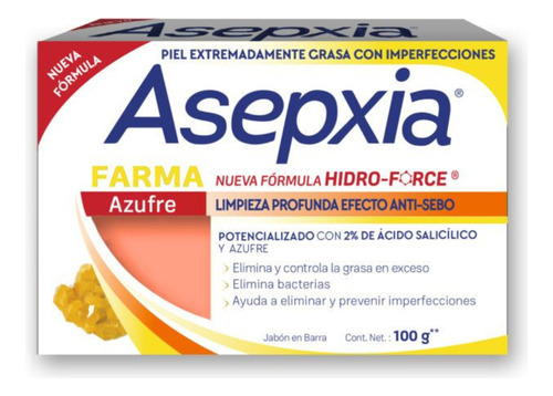 Asepxia Jabón Azufre Piel Grasa 100gr