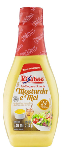 Molho para salada mostarda e mel Kisabor sem glúten em squeeze 254 g