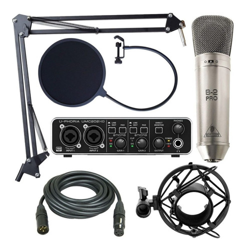 Kit Grabación Behringer Umc202hd B2 Microfono Antipop 192khz