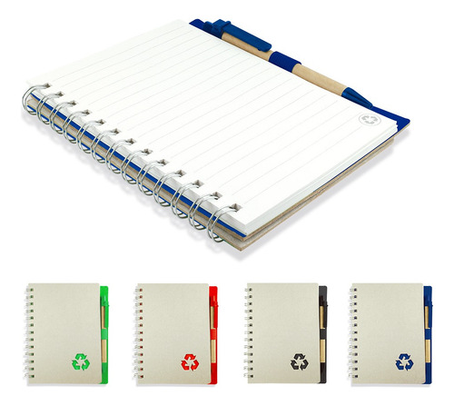 Libreta Recycle Eco Ecologica + Boligrafo De 80 Hojas 