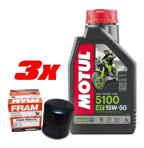 Kit Troca Oleo Motul 5100 15w50 3l + Filtro Xj6 Yamaha