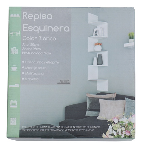 Repisa Esquinera Decorativa Blanca 5 Niveles Multifuncion Ms