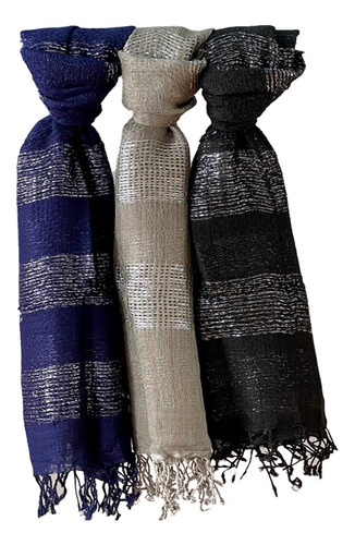 Pashmina Bufanda X3 Hombre Importada Con Lurex Chalina 12513