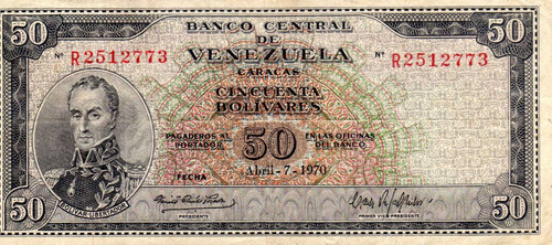 Billete 50 Bs Año 1970
