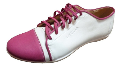 Zapatilla Cuero Blanco Fucsia | Utzzia (11415)