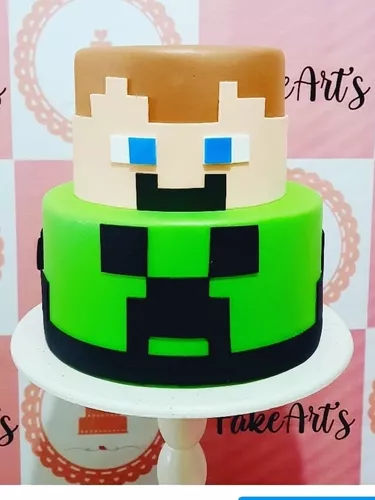 Bolo Minecraft De Eva Sem Emenda