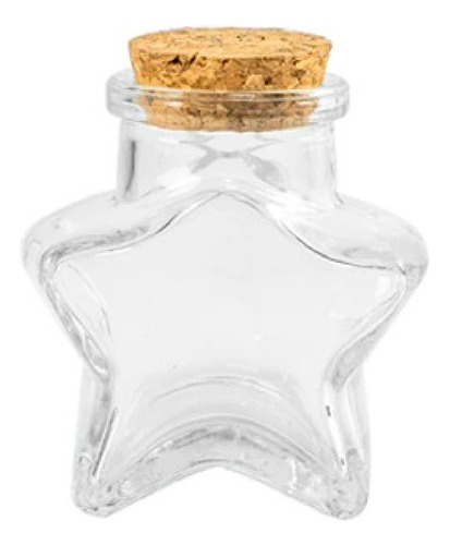 Botella Decorativa Estrella Vidrio Pequeña Tapa Corcho 60ml 