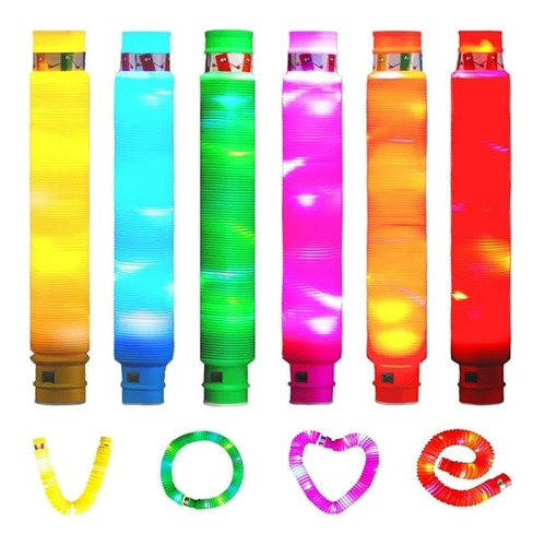 Imagen 1 de 5 de Tubo Plegable Sensorial Juego Con Luz Antiestres X6 Unidades