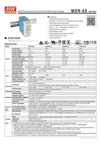 Fuente De Poder Mdr-60-24 24vdc 2.5a
