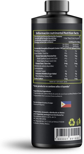 Imagen 3 de 6 de Wellthy Mct Oil Aceite Mct Hasta 95% De C8 Y C10 1l
