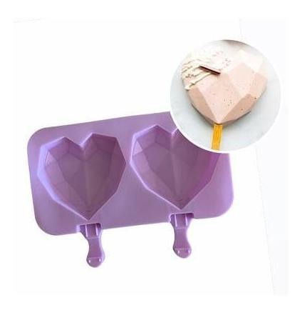 Molde Silicón Corazón Diamante Helado Paleta 