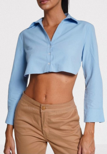 Camisa Crop Corta De Poplin 