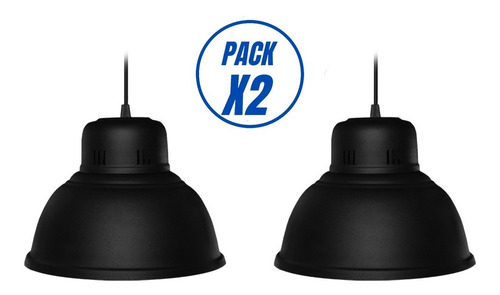 Imagen 2 de 9 de Pack X2 Lampara Colgante Galponera Industrial Chapa Ø30 Cm