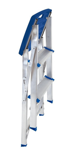 Imagen 4 de 9 de Banqueta Plegable De Aluminio Mor 5107 Base Y Escalones Antideslizante, Amplia Plataforma Trabas De Seguridad, Reforzada