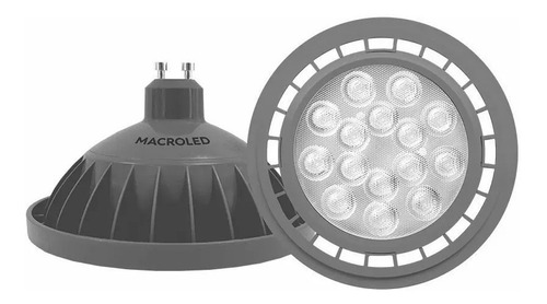 Pack  X 5 Lampara Led Ar111 Macroled Gris 15w Blanco Cálida