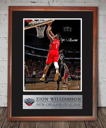 Nba Zion Williamson Foto Firmada Cuadro New Orleans Pelicans