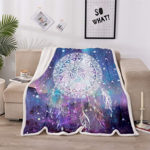 Bohemian Galaxy Dream Catcher Impreso Sherpa Fleece Man...