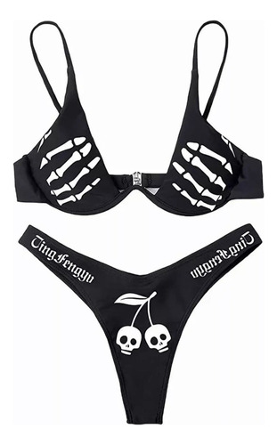 Conjunto De Bikini Con Diseño Divertido Gótico Punk [u]