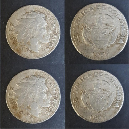 4 Monedas / 50 Pesos 1986 / 10 Cent 1954,56,59