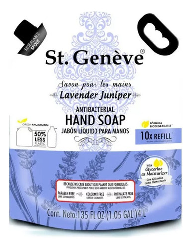 Jabón Líquido Para Manos St Geneve Antibacterial Lavanda 4lt