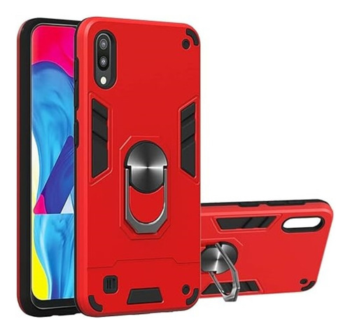 Funda Para Zte A5 2020 Con Anillo Metálico Rojo Antishock