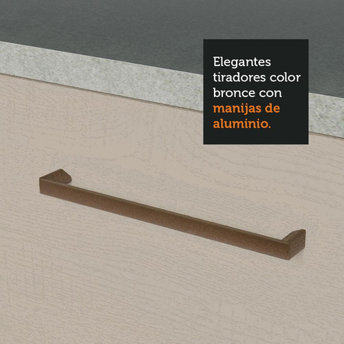 Mueble De Cocina 200cm Con Tarja Agata Blanco/crema