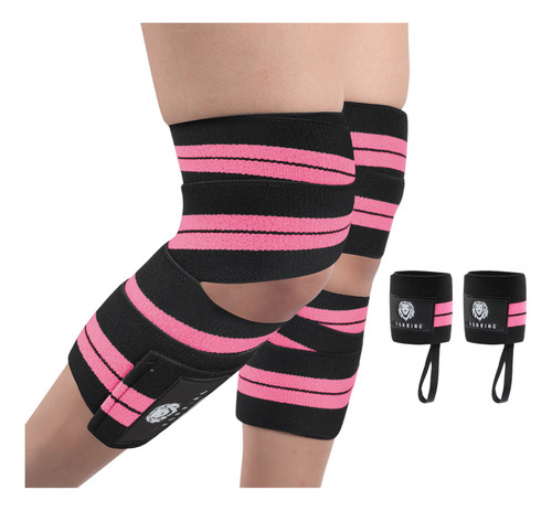 Rodilleras + Muñequeras Kit Entrenamiento Gym Y Deportes Color Rosa