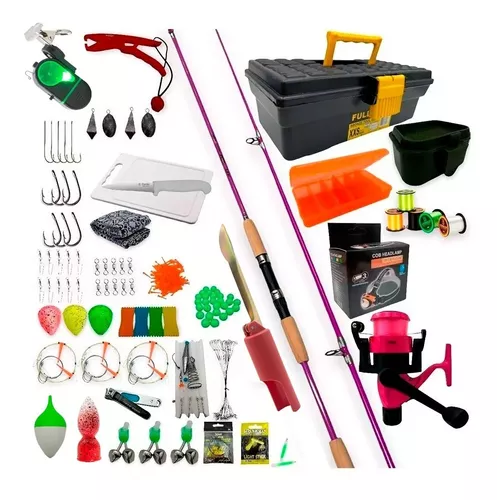 Kit Pesca X 174 Pza. Caña Reel + Accesorios El Mas Completo