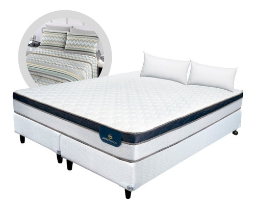 Sommier + Colchon King Serta Indiana 2x2 + Sabana + Almohada