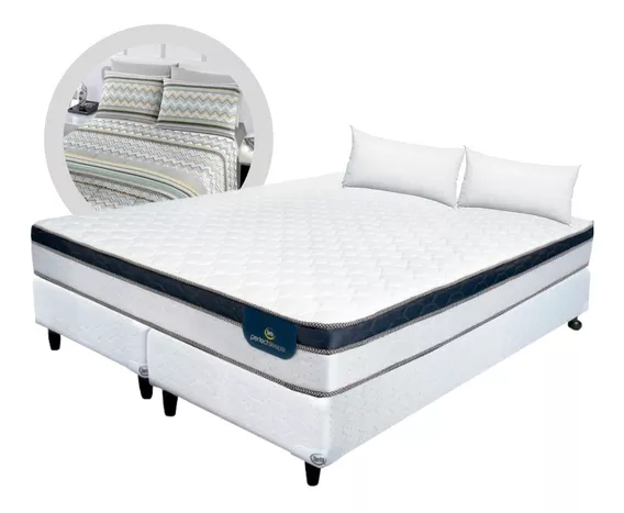 Sommier + Colchon King Serta Indiana 2x2 + Almohada + Sabana