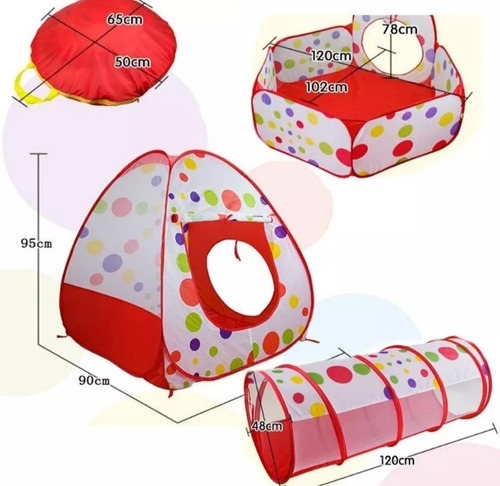 Tunel Para Bebe Con Piscina Y Casita + 100 Pelotas Plasticas