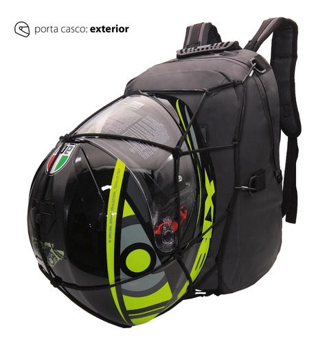 Imagen 6 de 10 de Mochila Para Moto Porta Casco Nuts Con Red Desmontable