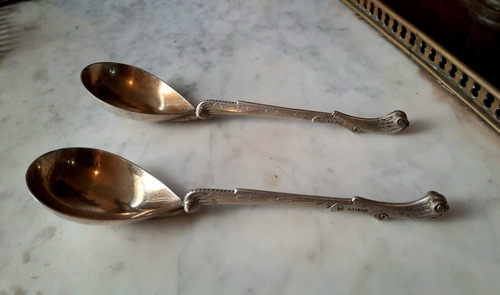 Antiguas Raras Par De Cucharas De Plata Año 1860 L Victor