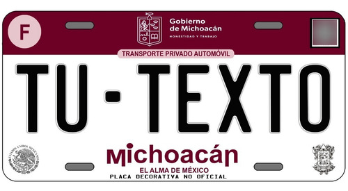 Placas Para Auto Personalizadas Michoacan 2022