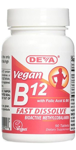 Deva Nutrition Vegano Vitaminas Sublingual B-12 tabletas, 2