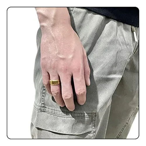 Anillo De Acero Inoxidable Dorado De 18k Con Diseño Liso