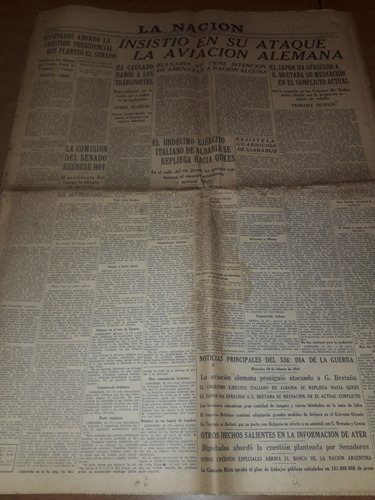 Diario La Nación 20 02 1941 Guerra Actualidad Espectáculo 