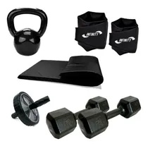 Comprar Kit Caneleira 5kg+halter 04kg+ 2 Colchonete+roda+kettlebell