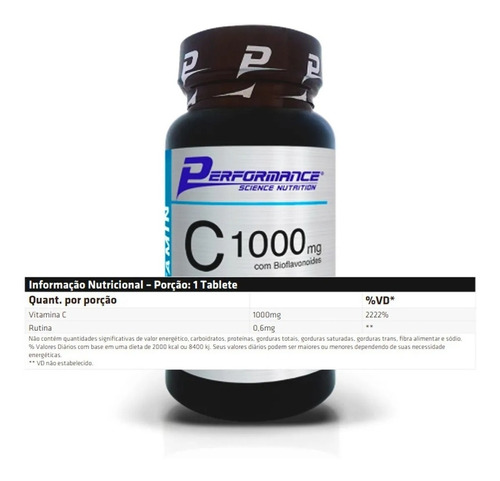 Vitamina C 1000mg Rutina 0,6mg Performance Nutrition 100tab