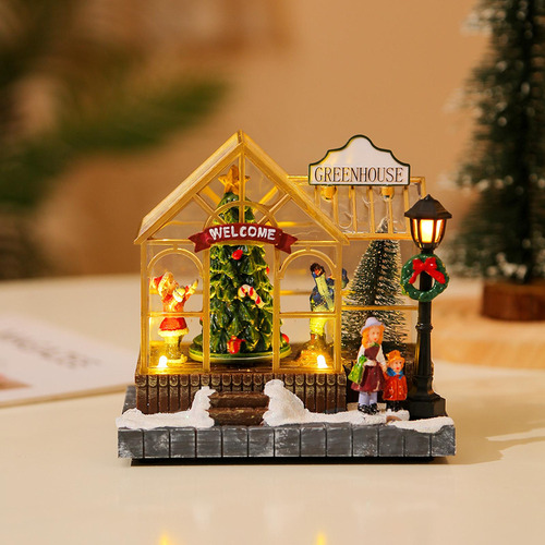 D Casa De Navidad De Mesa Led, Casas De Pueblo Con Escena