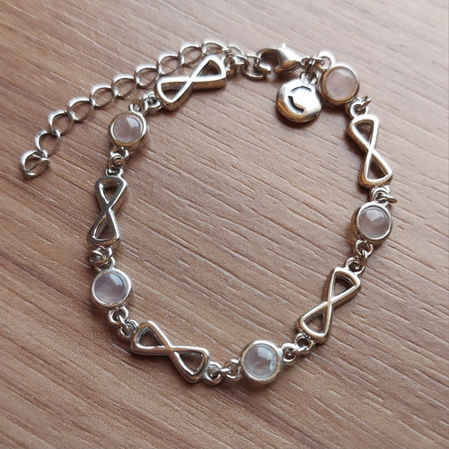 Imagem 3 de 5 de Pulseira Infanto Juvenil Infinito Mimos Da Mia Quartzo Rosa