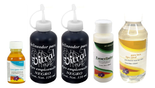 Kit:11 Pinturas Vitral+ 2delineador+ 1esmerilador+1limpiador